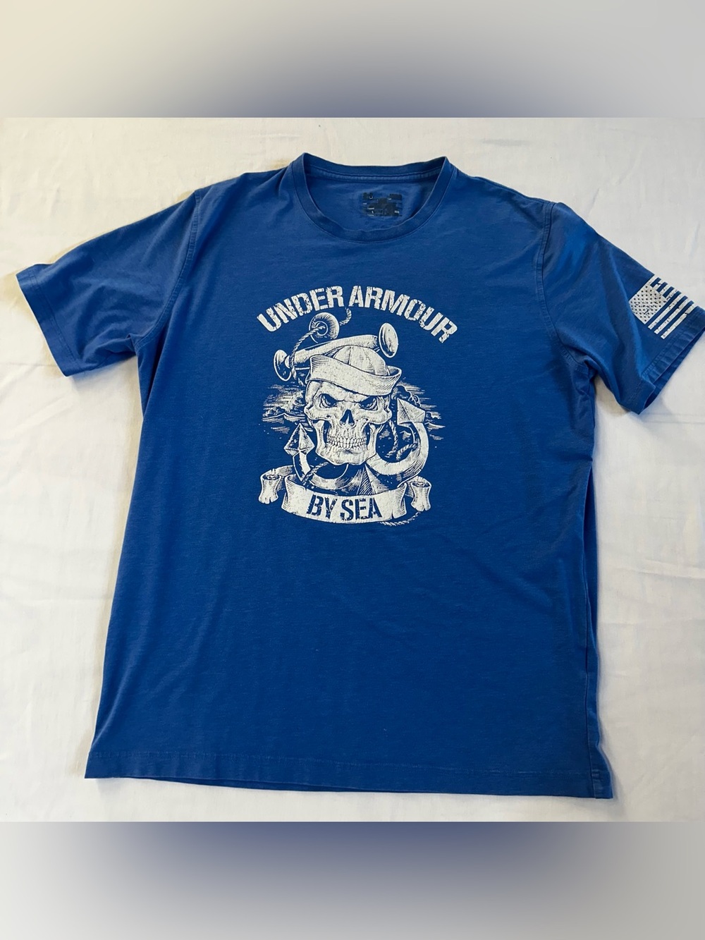 Under Armour Freedom By Sea Skull Sailor Graphic T Shirt Blue Men's XL